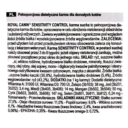 Cat food Royal Canin Sensitivity Control Duck Rice 1,5 Kg-1